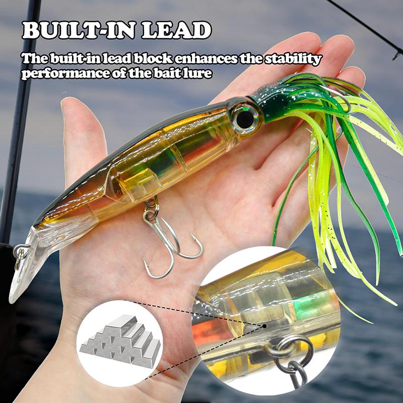 Sea Fishing Long Shot Big Octopus Squid Bait Luya Bait Fake Bait With Beard Plastic Squid Bait