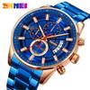 British style fashion large dial men's steel belt watch three-eye calendar quartz watch service watch men
