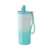 Gradient Color Minimalist Handle Strap Insulated Stainless Steel Vacuum Travel Mug With Straw Lid 600ml