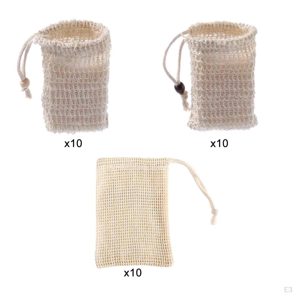 10 Stück Seifensäckchen Sparer Beutel Badezimmer Schäumen und Trocknen Sisal Reise Schnell