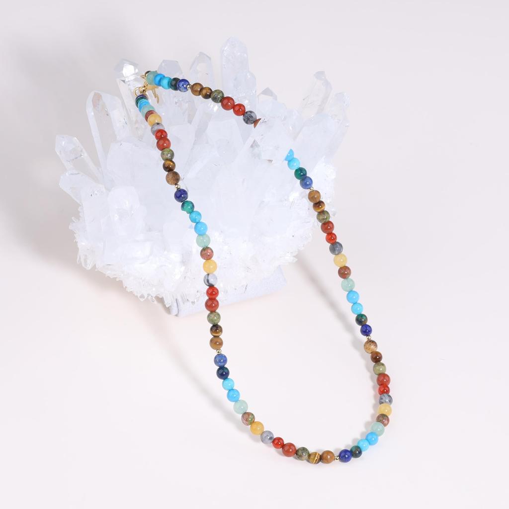 COAI 4mm Chakra Beads Rainbow Necklace for Women