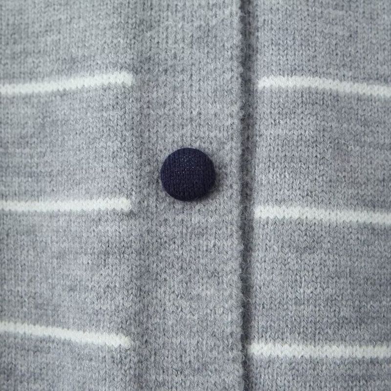 Kaslead New Women Clothes Western Style All-Match Fashion Stripe Round Neck Long Sleeve Sweater Cardigan