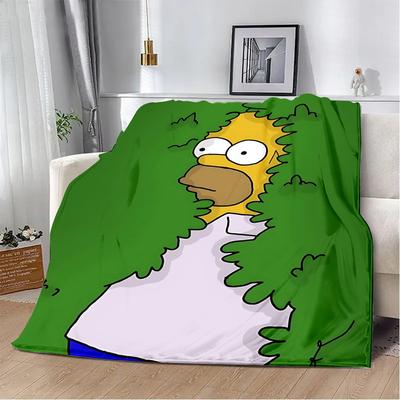 Couverture imprimée drôle de dessin animé S-Simpson Couvertures de pique-nique Couverture chaude Couverture douce et confortable Maison Voyage Cadeau d'anniversaire