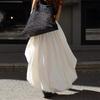 Cotton Midi Skirt 2026 Women Street Fashion IrregularBubble HemBubble Hem