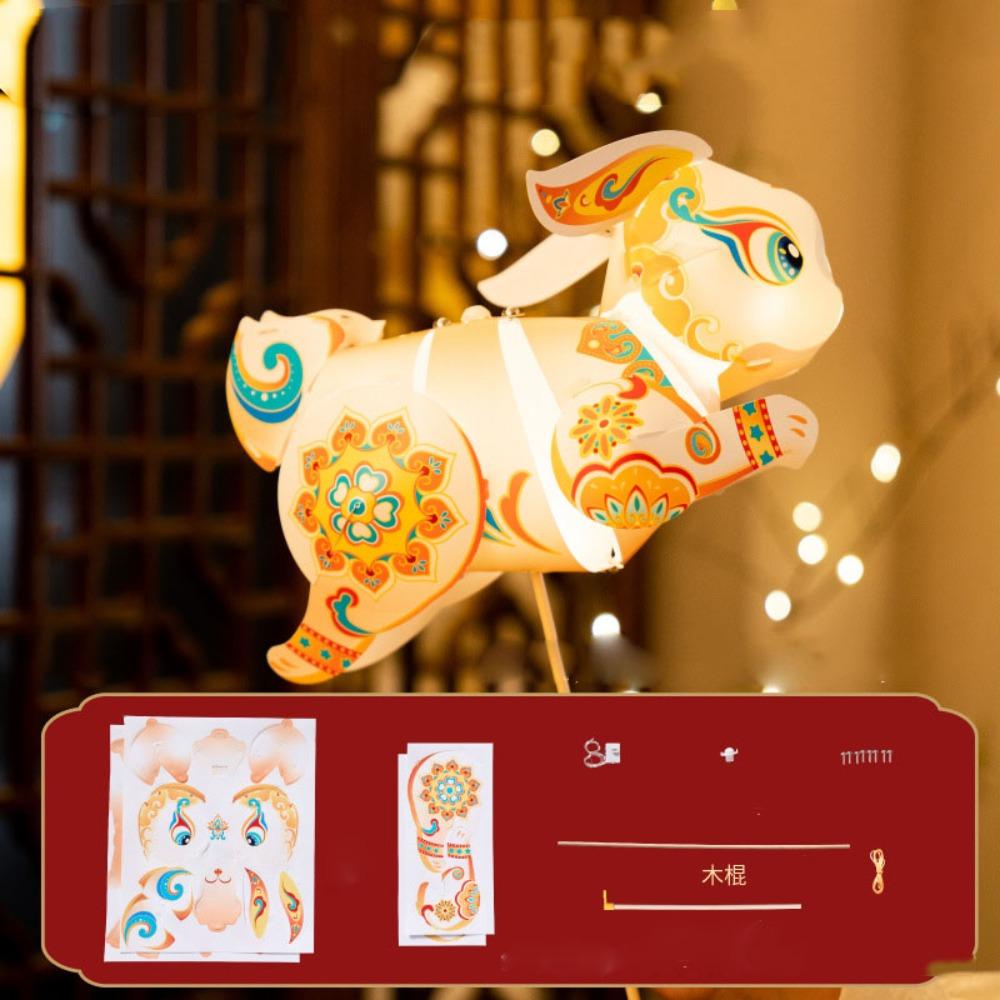 Handmade Handheld Rabbit Lantern Flying Rabbit Mid-Autumn Festival Lantern  Kids Gift