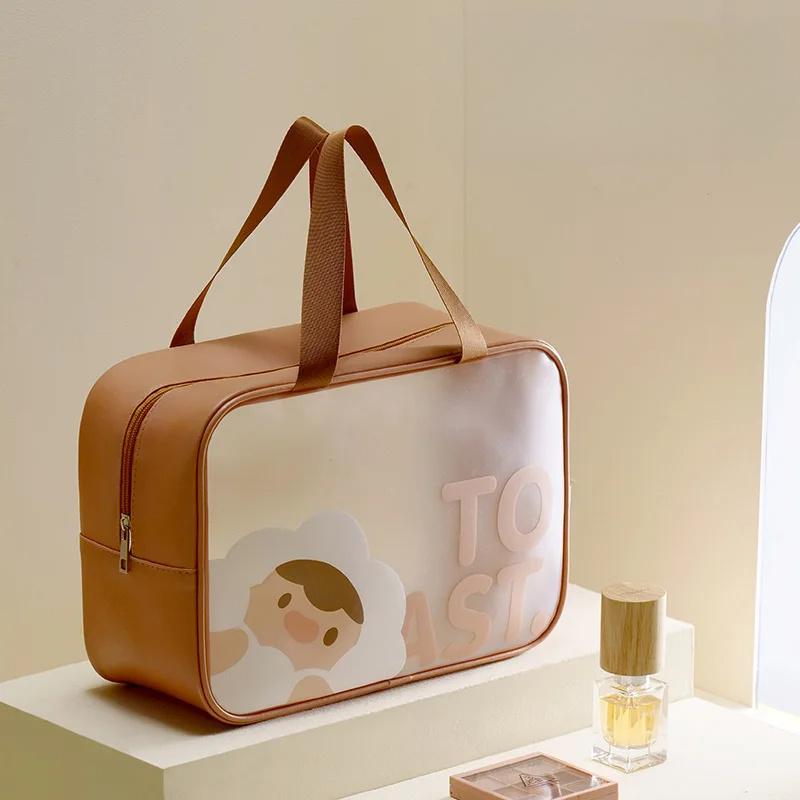 

Women Portable Travel Wash Bag Female Transparent Waterproof Makeup Storage Pouch Large Capacity Cosmetic Organizer Beauty Case коричневий