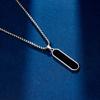 Minimalist Geometric Necklace: Steel Chain with Black Drip Oil Titanium Bar Pendant