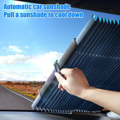 Retractable Car Sun Shade with Suction Cups Auto Window Cover for Summer Blocks UV & Heat Foldable Car Interior Heat Shield for Cars SUVs