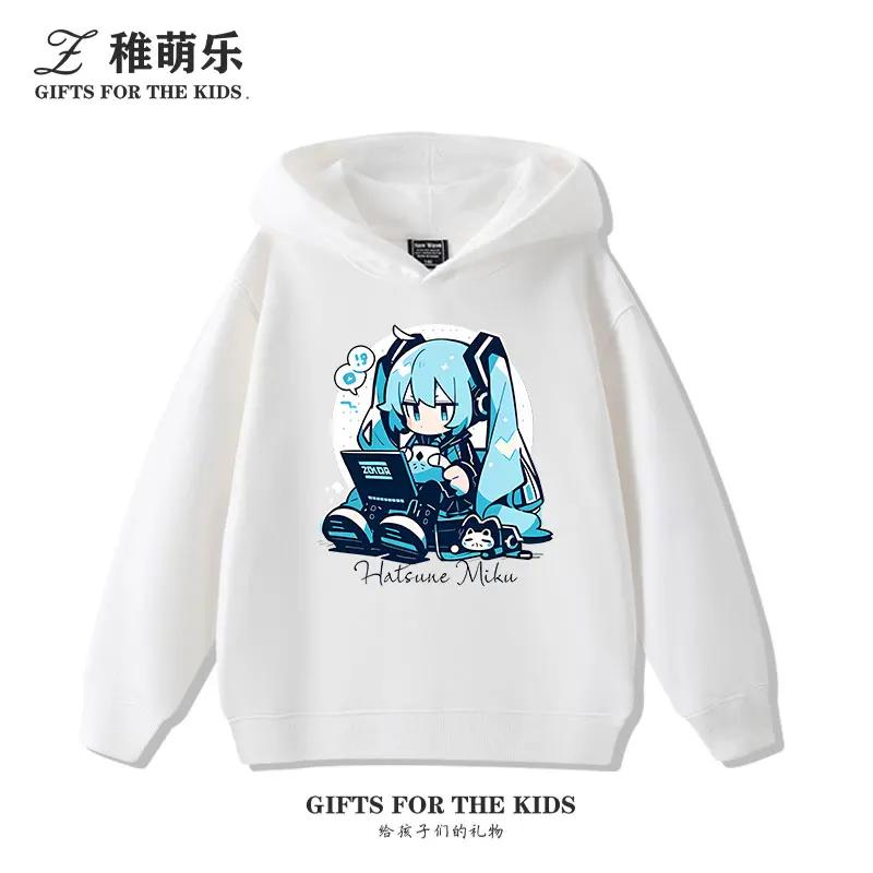 

Hatsune Miku Miku Мальчики и Девочки 2025 Новая Повседневная Многофункциональная Одежда Красивые Осенне-Зимние Толстовки с Капюшоном 110