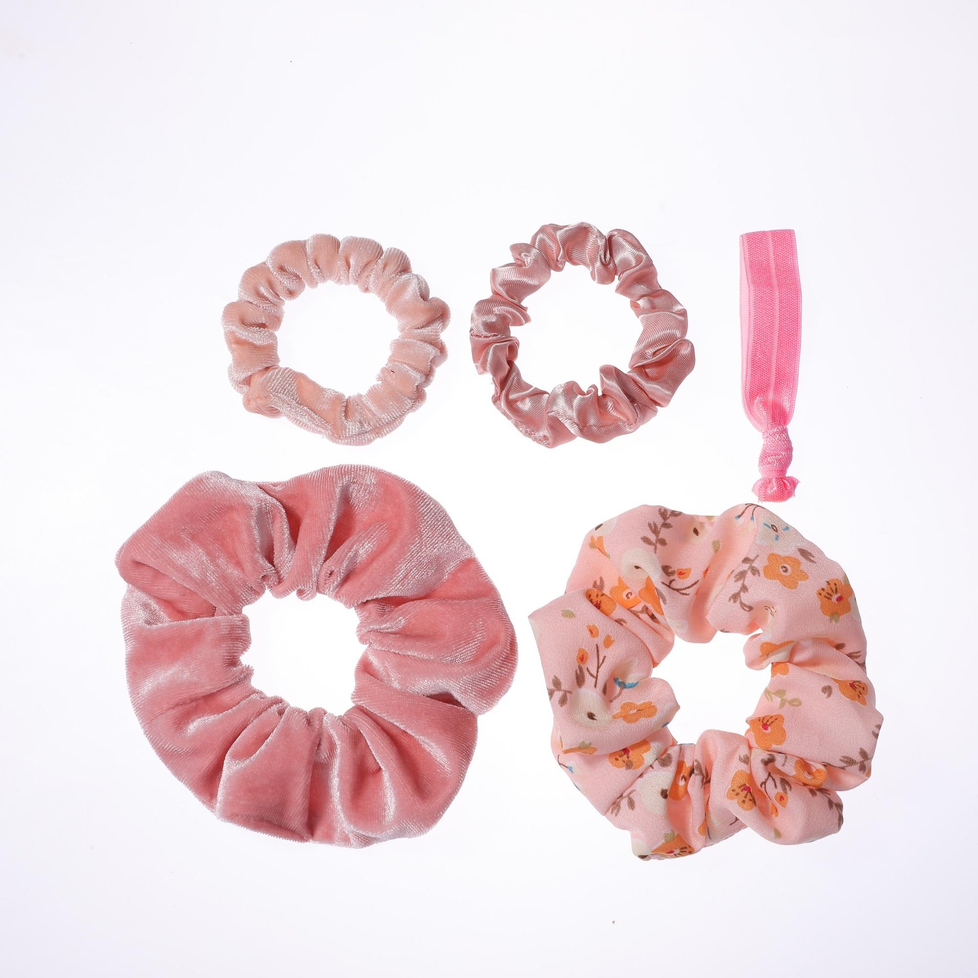 

5 шт./лот Скранчи Кремовый Розовый Кофейный Резинки для Волос Держатели для Хвоста Резинки для Женщин Эластичные Мягкие Маленькие Большие Повседневные