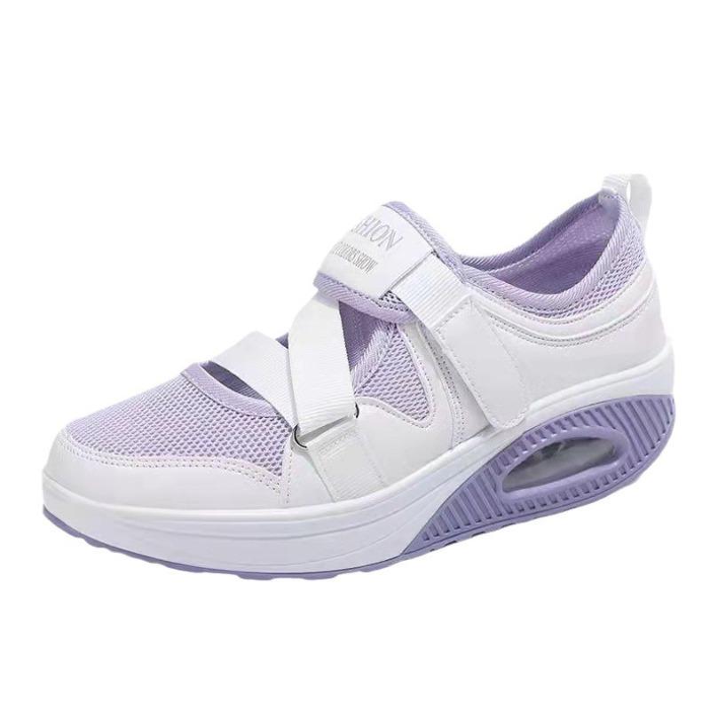 Summer new breathable cross-border hot sale air cushion women's single shoes thick-soled air cushion women's casual shoes Velcro shoes batch