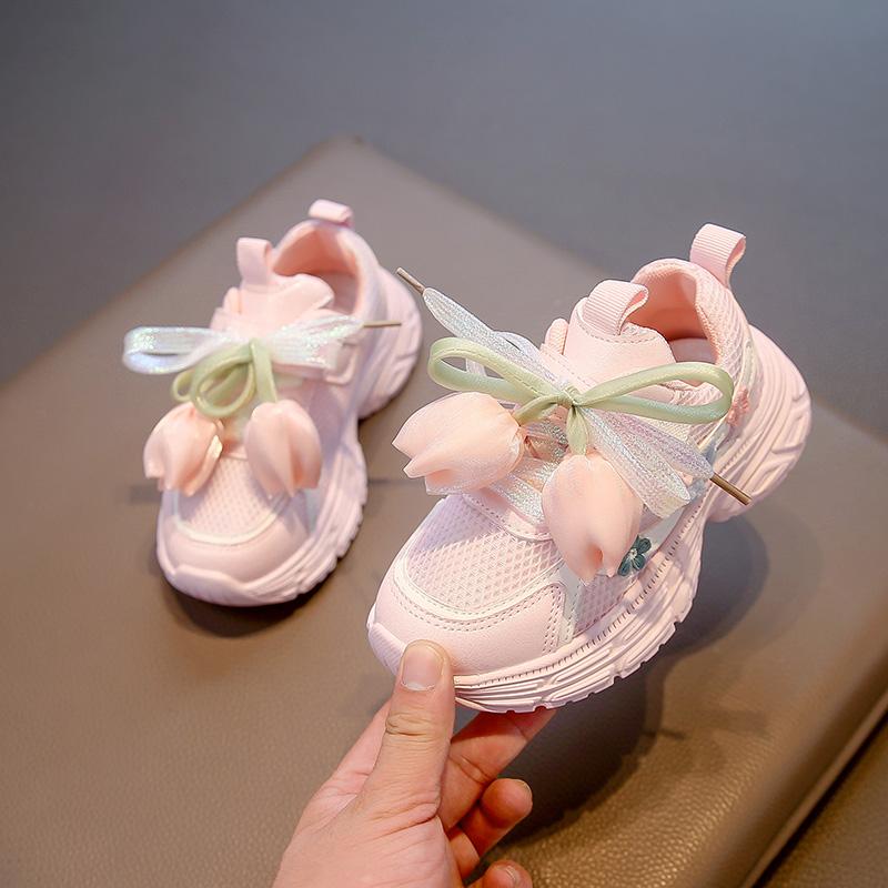 Girl's Casual Shoes New Style Appliques Wear-resistant Soft Rebound Durable Teens Girl Sneakers Student Hicking Shoes Kid I08265
