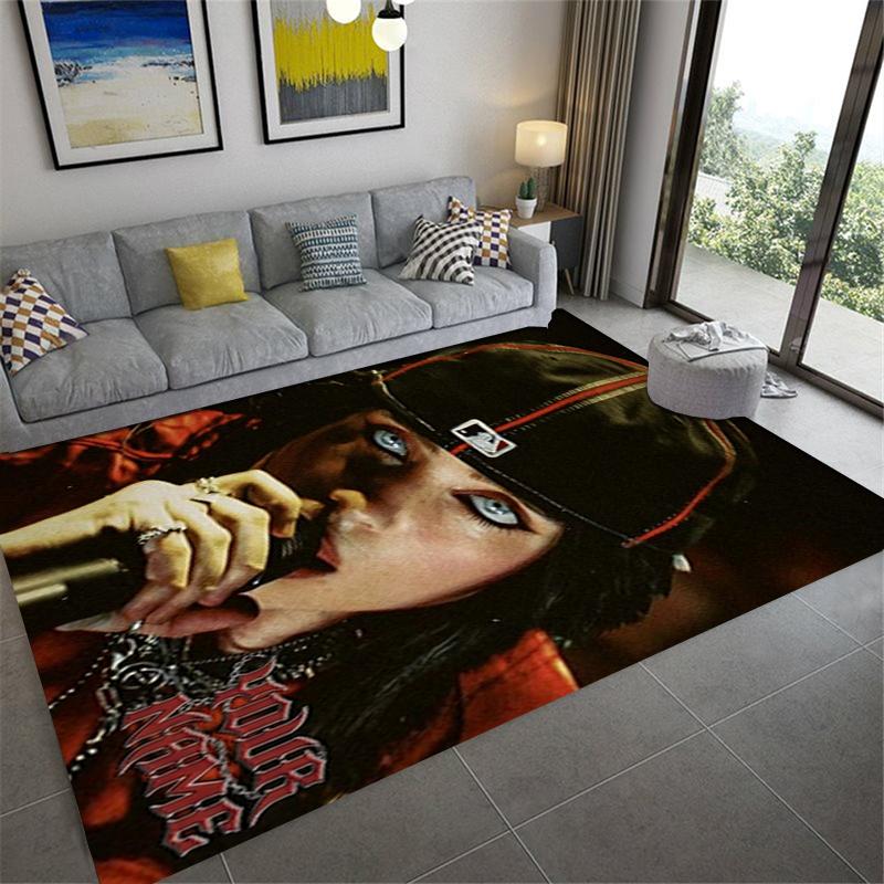 Custom Name Billie Eilish Carpet Rug for Living Room Bedroom Home Sofa Decoration,Kids play Non-slip Floor Mat