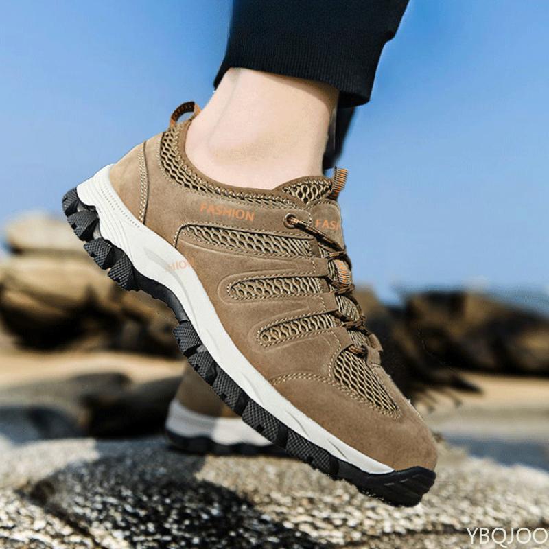 Trendy Men's Summer Mesh Breathable Casual Sports Shoes with Hollowed Out Mountaineering Anti Slip Water Wading Vulcanized Shoes