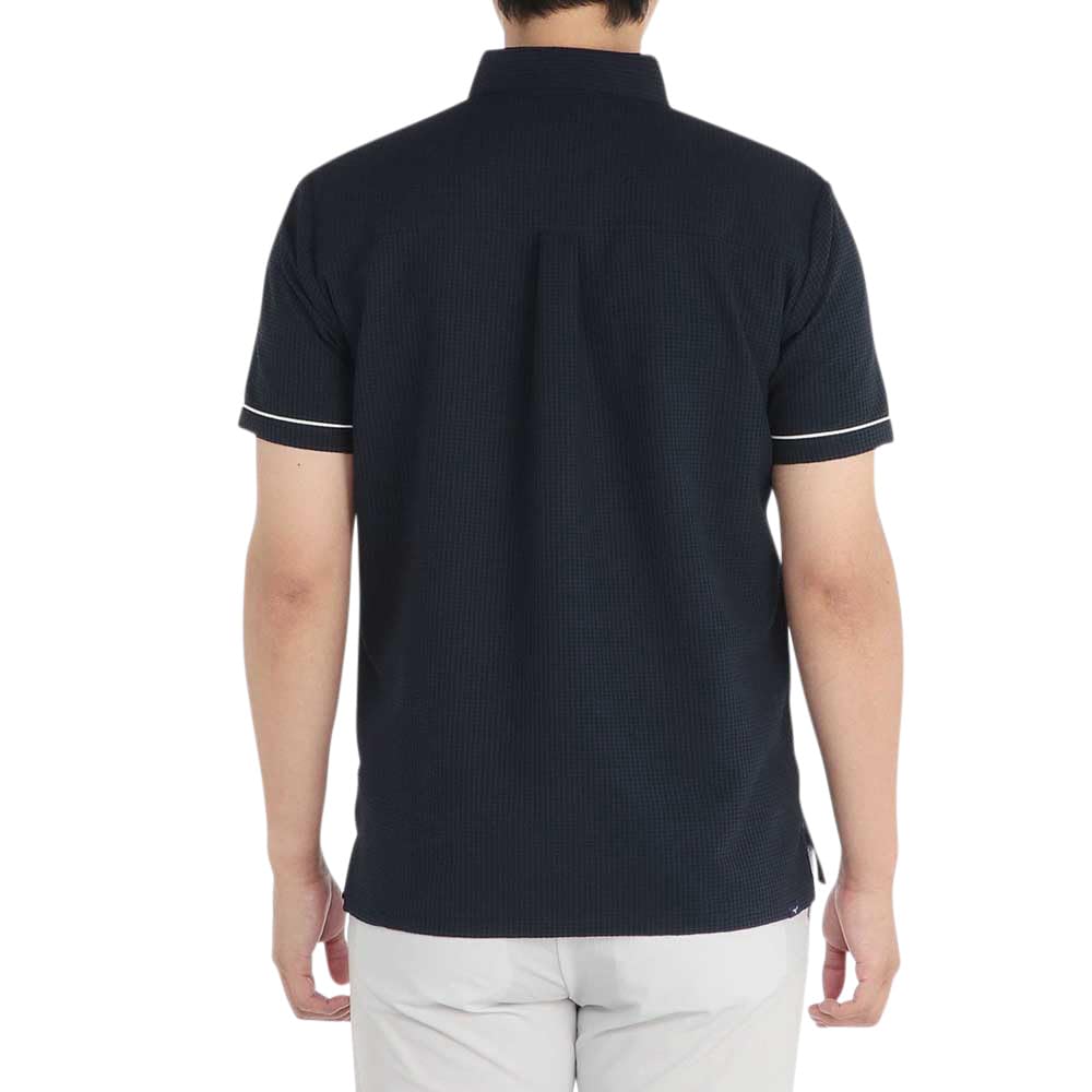 Mizuno Gingham Check Golf Short and Dress Size XL Men's Button-Down Shirt, Polo, Sleeve, Moisture-Wicking, Quick-Drying, Easy-Movement Design, Navy,