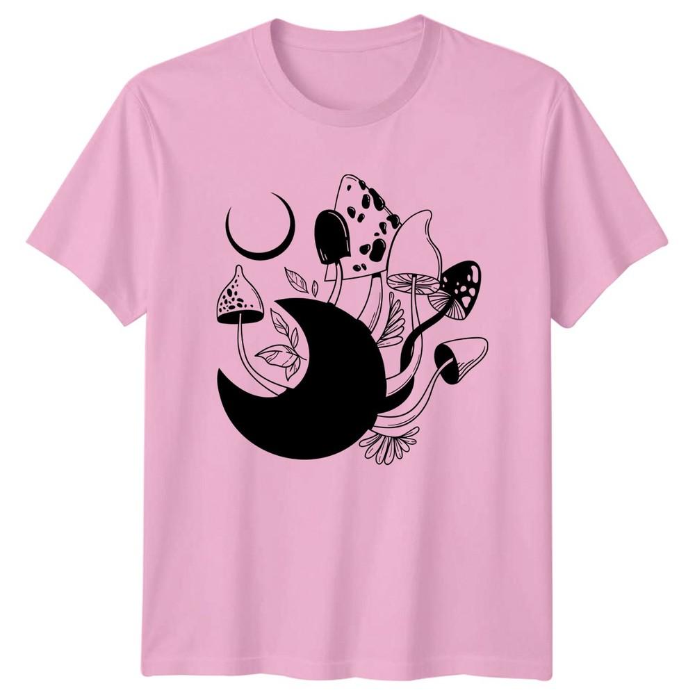 Mystical Mushroom Moon Forest TShirt Celestial Fungi Nature Bohemian