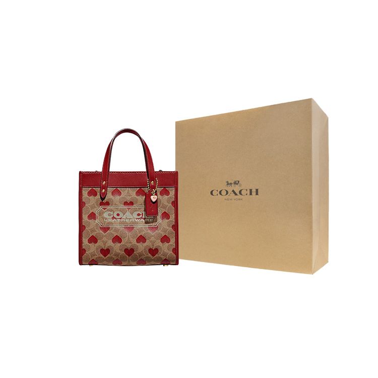 Coach Field 22 Classic Floral Print Tote Bag Women Tote Brown Red CF127-B4P22
