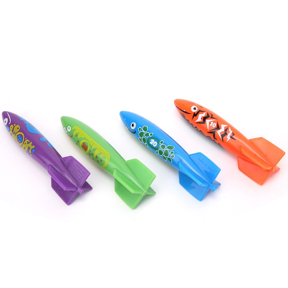 4Pcs PVC Children Diving Toys Kid Swim Kid Playing for Swimming Pool TrainingFour Color Combination