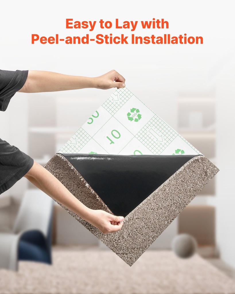 Carpet Tiles 457x457 Mm, 10 Pack Carpet Square Rug Detachable & Damage-free, Self Adhesive Home Floor Soft Plush Padded for 2.1 Coverage, Easy DIY for