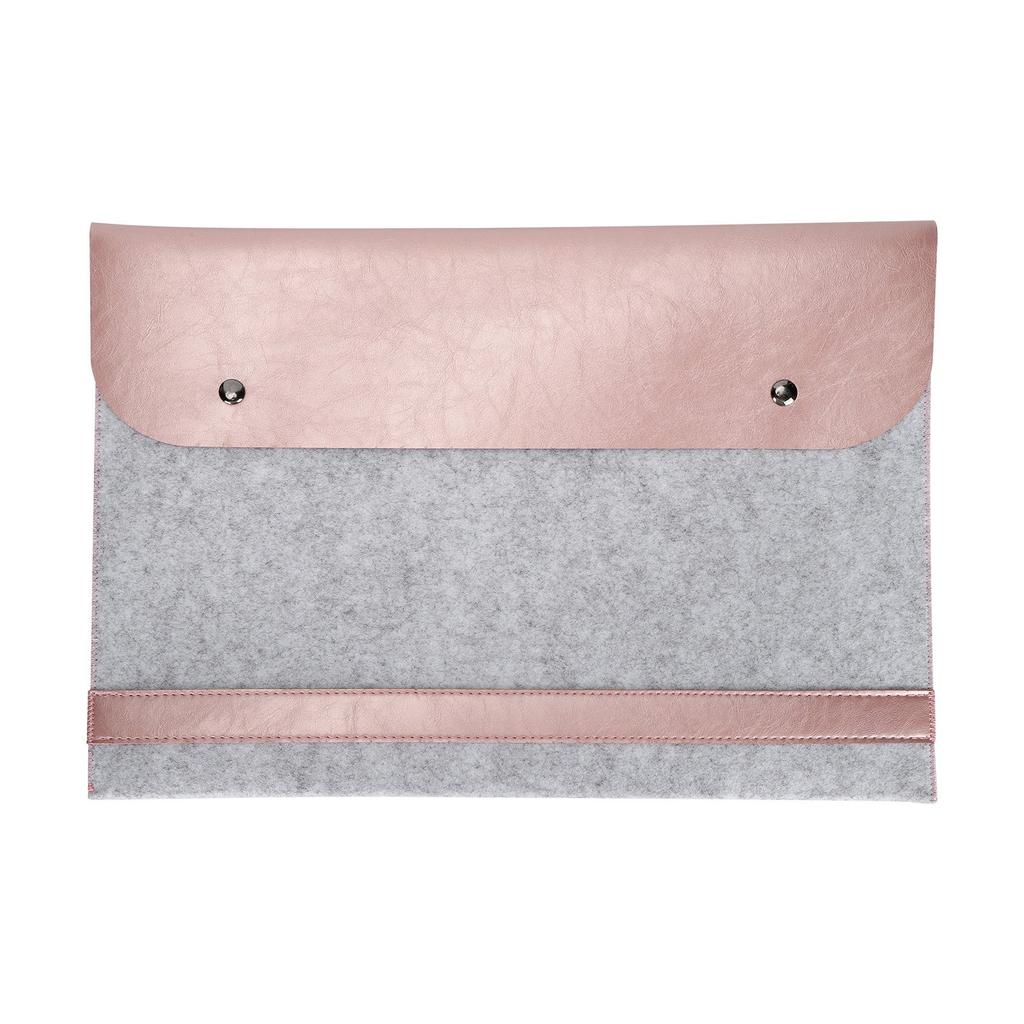 Laptop Sleeve Flip Type Protective Double Layer Felt Microfiber Computer Bag for MacBook Pro 15.4 Inch ModelsRose Gold
