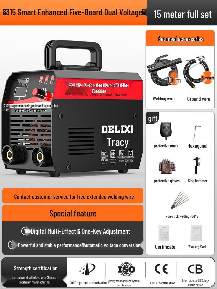 Delixi 315/400 Industrial Welder, Dual Voltage 220V/380V, Small All-Copper Automatic for Household & Industrial Use