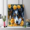 Australian Shepherd and roses Pattern  3pcs 100% Round Full Drill 5D DIY Diamond Painting Embroidery Cross Stitch Rhinestone Décor