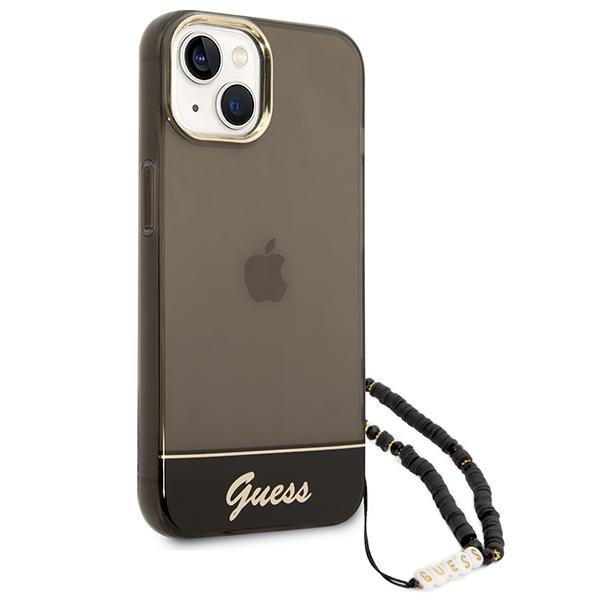 Guess Guhcp14Shgcohk Iphone 14 / 15 / 13 6.1 Czarny/Black Hardcase Translucent Pearl Strap
