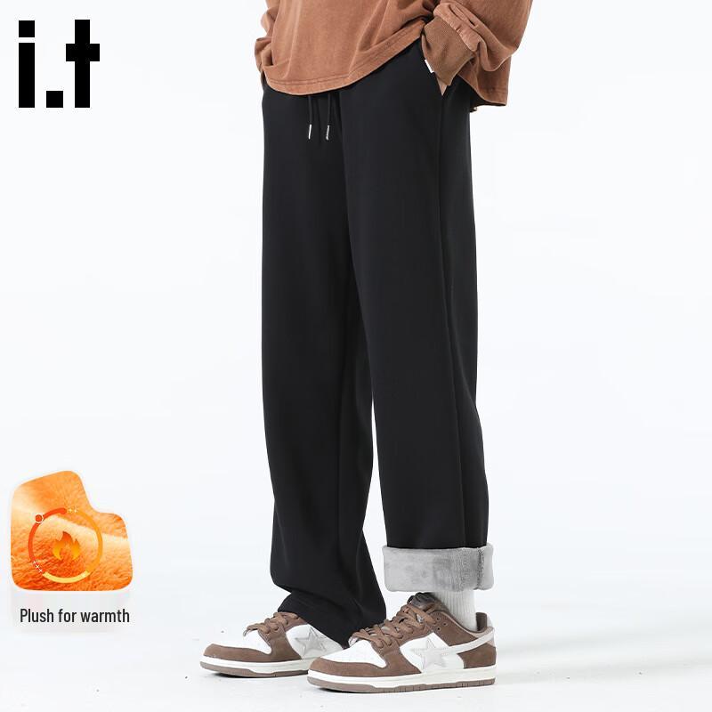 Fingercroxxit Men's Fleece-Lined Straight-Leg Casual Pants