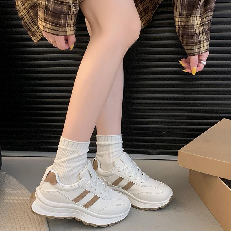 High-quality Hot-selling Spring Thick Bottom Women's Shoes 2025 Summer Casual  Leather Sneakers Casual Vulcanised Shoes