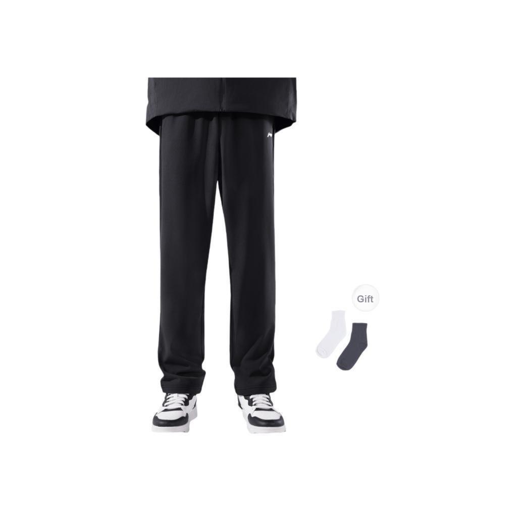 Li Ning Loose Straight Casual Warm Down Pants Men Bottoms Black AYKUA77-1