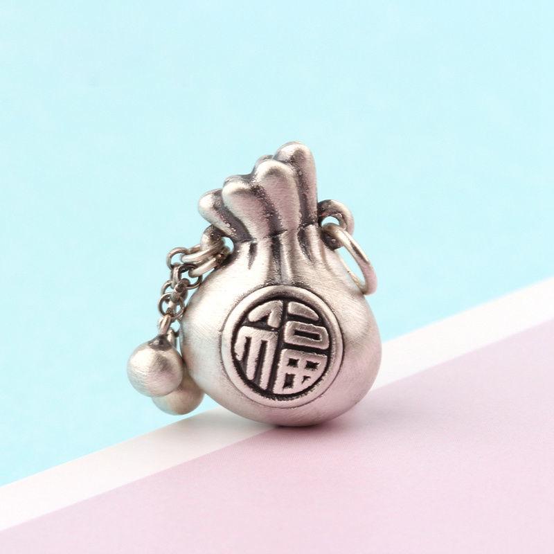 

Retro Matte Women s Lucky Fu Silver Tassel Pendant Necklace - High-End Gift Accessory
