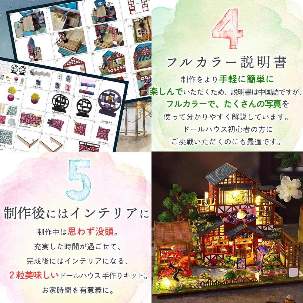 Moin Moin 1/24 Dollhouse Miniature DIY Kit Set: A Japanese-style Inn with a Focus On Japanese Cuisine - Wakii - Midnight Diner, Sushi, Watermelon, Pon