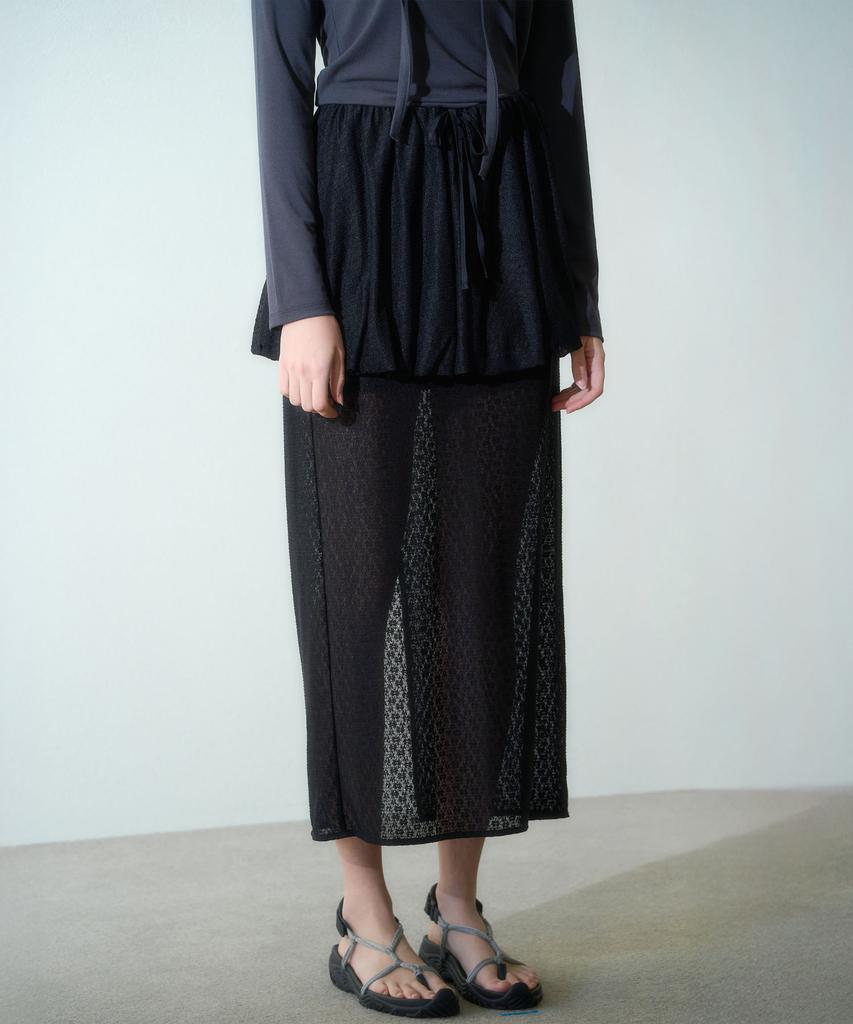 Hauseuobeupondeu Fog Flower Balloon Skirt_Black