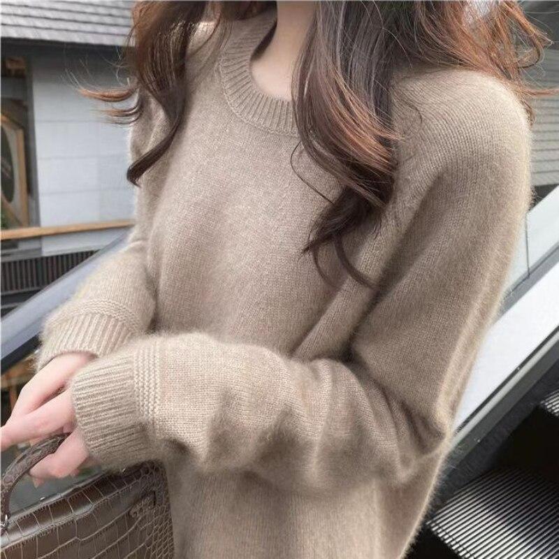 Pullover Sweater O Neck Female 2022 Women Autumn and Winter Solid Casual Korean Loose Outwear Pullover Knitwear Sweater Tops