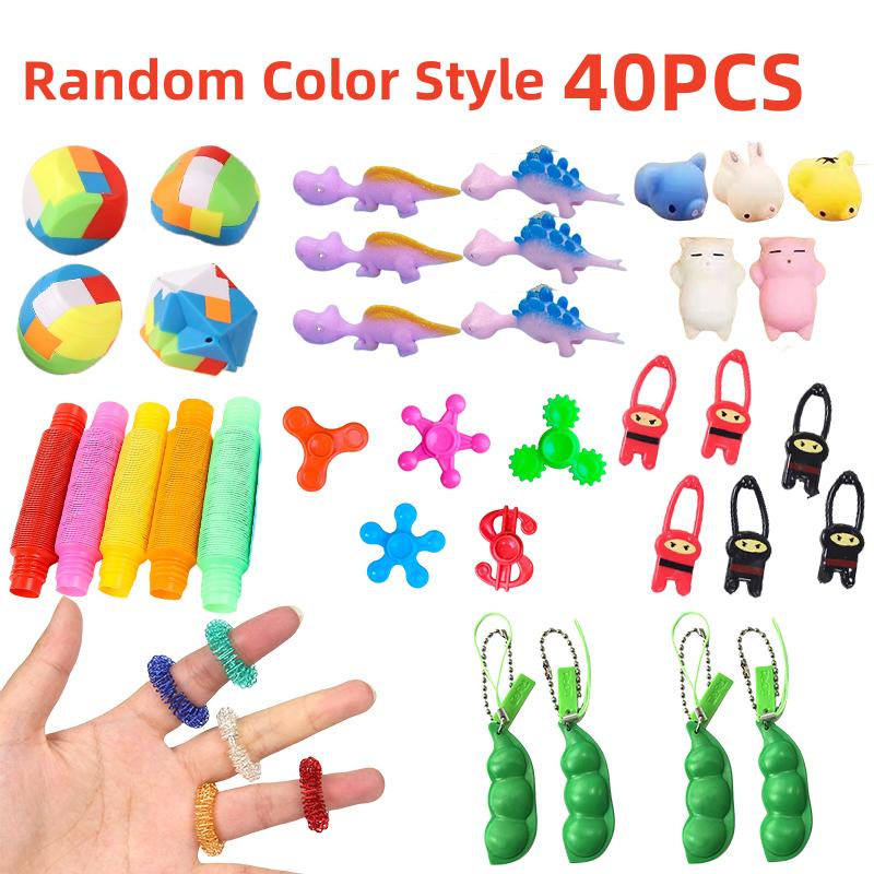 

40pcs Puzzle And Stress Relief Toy Package Squeeze And Relieve Stress Surprise Gift For Children s Holiday Parties Reward