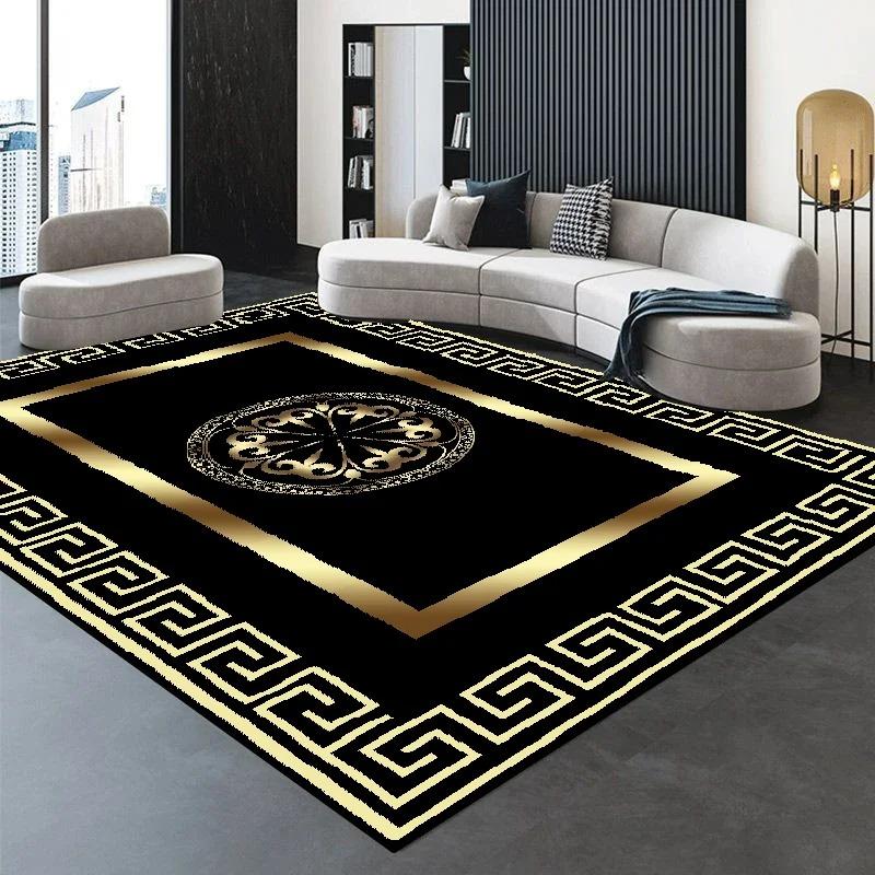 Golden Luxury  Large Carpet Living Room Decoration Home Rugs Non-slip Bedroom Mat Customizable Coffee Table Lounge Rugs