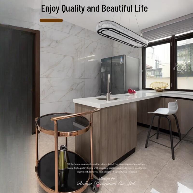 2-Tier Rose Gold Stainless Steel Serving Cart