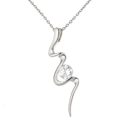Necklace - Deana - Solid 925 Rhodium-plated Silver - Zirconium Oxide - Length 42 Cm - Woman