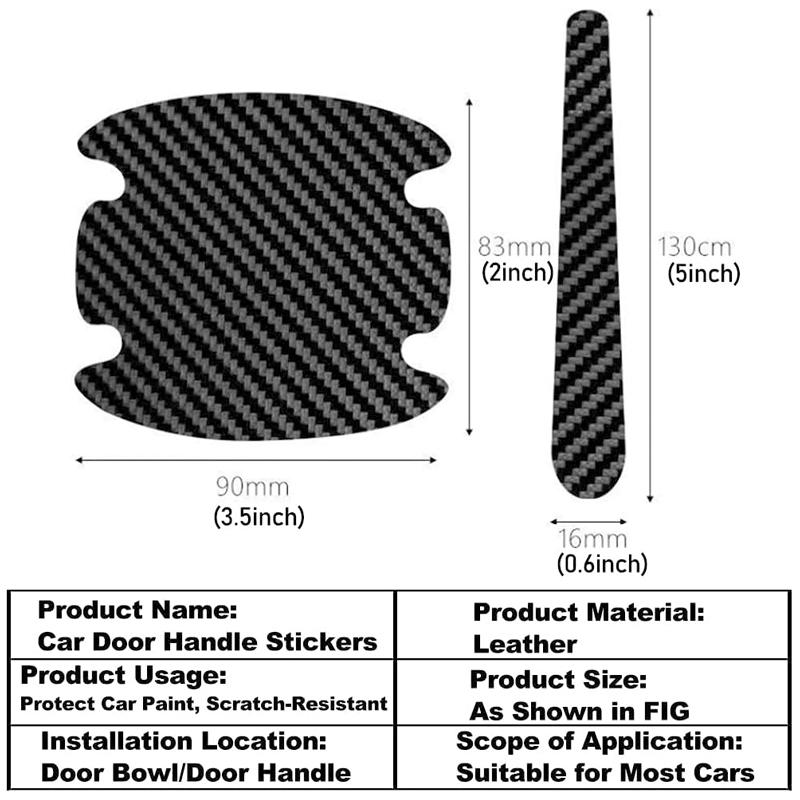 2-14Pcs Carbon Fiber Car Door Handle Bowl Scratch Protective Stickers Car Door Handle Rearview Mirror Protector Auto Accessories
