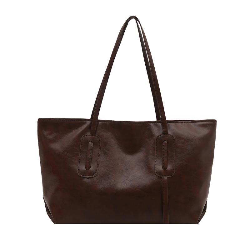 Retro large-capacity bag women's 2025 new simple casual shoulder bag college student class bag tote bag