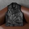 Men Biker Style Genuine Leather Vest Top Grain Cowhide Jacket Large Size Spring Autumn Fashion