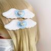 2pcs Lovely Hair Clip for Girl Plush Wing Shape Hair Barrettes with Rhinestones Heart Decals Braids Hair Clip for Girl