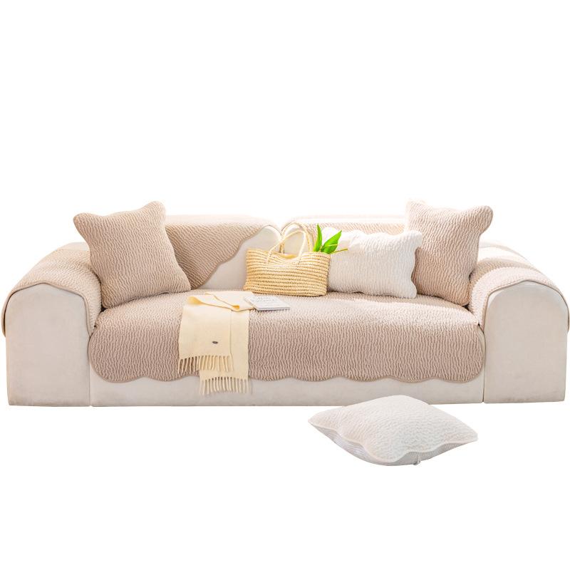 Almofada de Sofá de Pelúcia Capa de Formato Especial Tecido de Cobertura Inverno Espessada Antiderrapante Almofada de Sofá de Couro