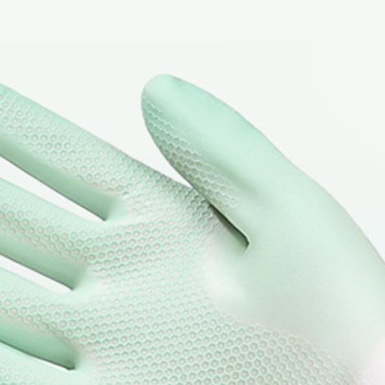 1 Pair Household Cleaning Gloves Waterproof Anti-Slip Protective Gloves with Extended Cuffs Dishes Cleaning Kitchen Gloves