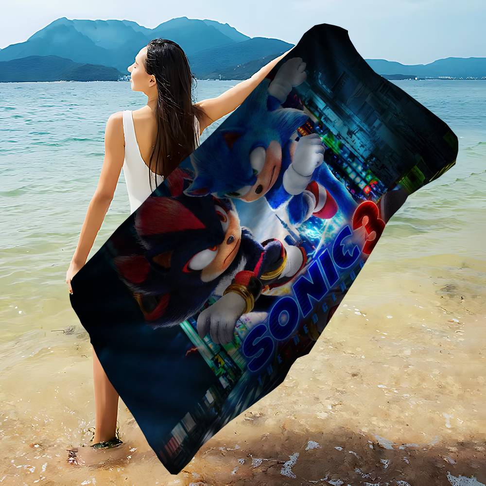 S-Sonic the Hedgehog Cartoon Microfiber Beach Towel Absorbent Quick dry Soft Yoga Swimming Resort Mountain Climbing Towel