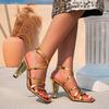 Women's Shoes Gold High Heel Sandals Women's Alien Heel High Heel Shoes Fashion Square Head Buckle Simple High Heel Sandals Women's