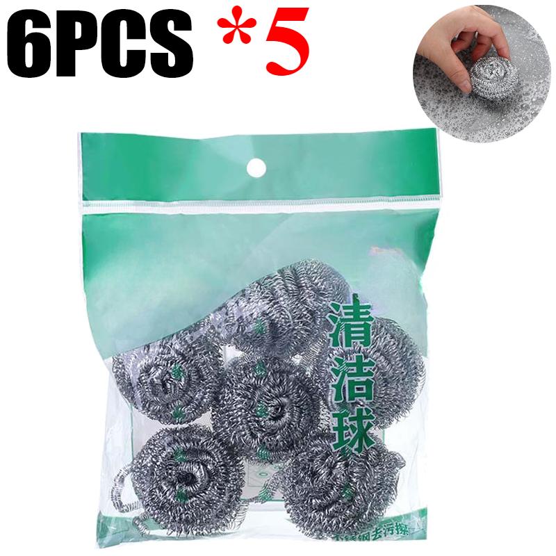Steel Wire Cleaning Ball Dishwashing Pot Pans Scrubber Stainless Steel Balls Rust Removal Brush Utensil Kitchen Cleaner Tools