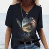 Summer Women's T Shirt Ombre Graphic Geometric Vintage Stylish Casual Short Sleeve V Neck Regular Tops Daily Printed Tees
