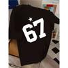 Europäische Größen ' T-Shirt mit Aufdruck 'Nummer 67 & Stern' - Sommer Kurzarm Rundhals Lässiges Oberteil mit Design 'Nummer 67'