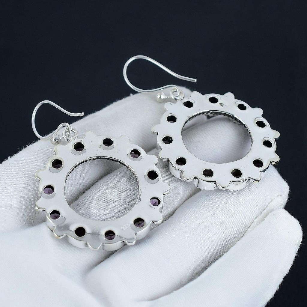 Wunderschöne Amethyst Edelstein Ohrringe, 925 Sterling Silber Ohrringe, handgemachte Boho Silber Schmuck Ohrhänger, Verlobungsgeschenk
